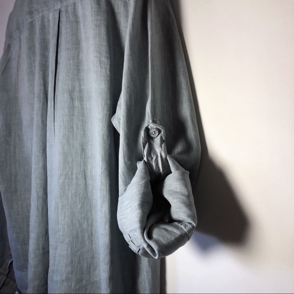 Natural Blue 100% linen button up shirt - Picture 4 of 5